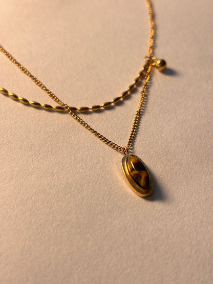 Oval Brown Pendant Necklace