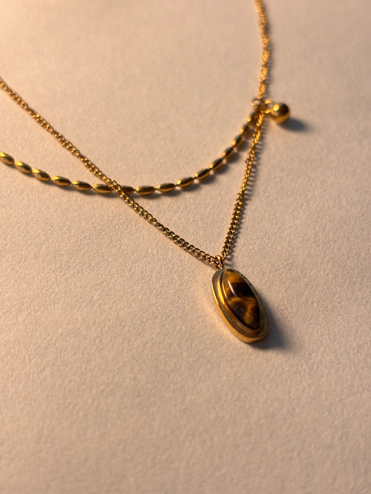 Oval Brown Pendant Necklace