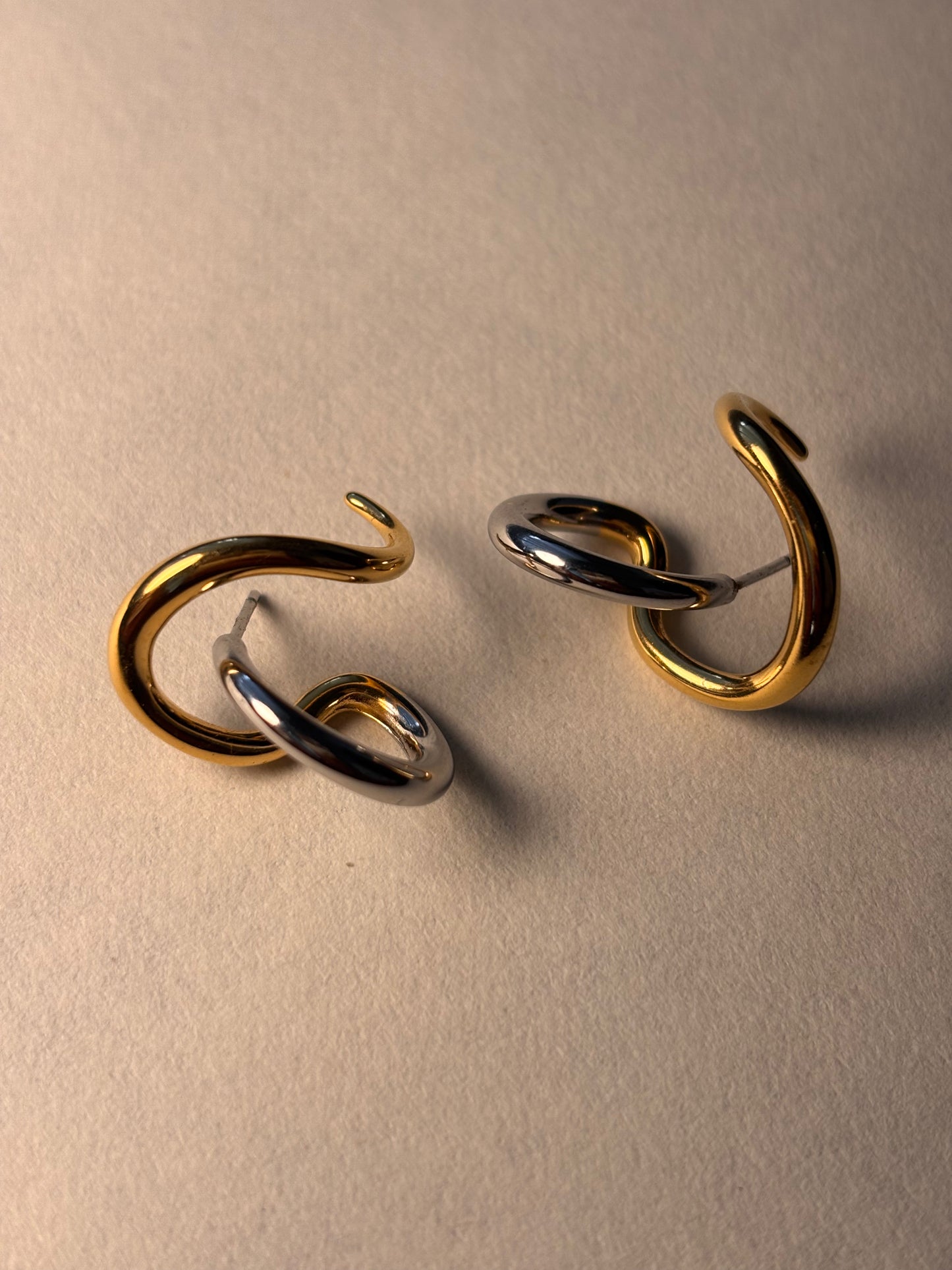 Layered Hoop  Stud Earring