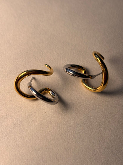 Layered Hoop  Stud Earring