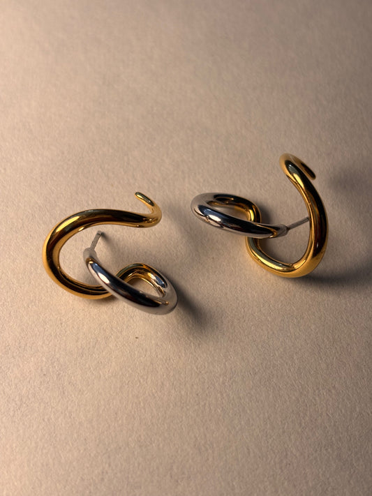 Layered Hoop  Stud Earring