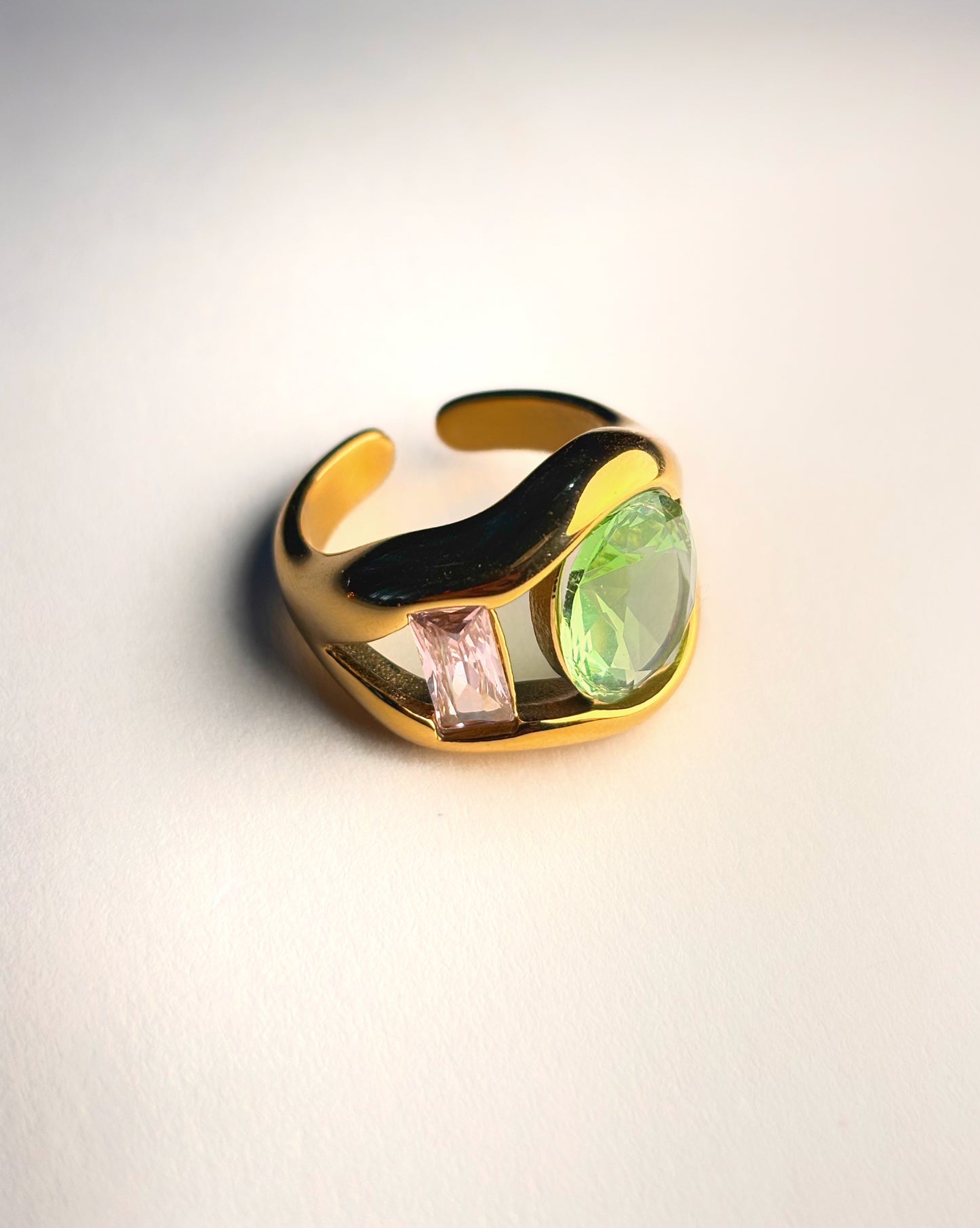 Green & Pink Open Ring
