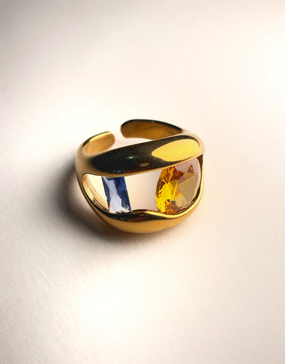 Yellow & Blue Open Ring