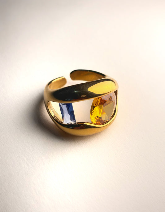 Yellow & Blue Open Ring